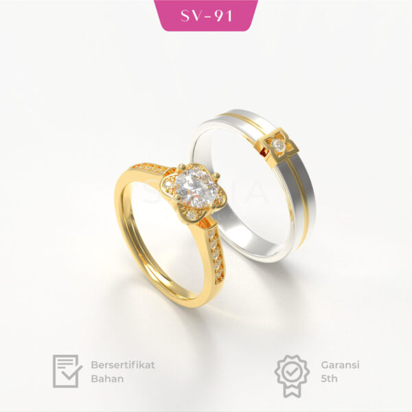 Cincin Kawin Cincin Palladiun Cincin Emas Putih SV-91