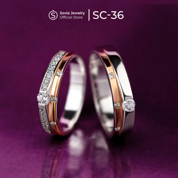 Cincin Couple Kawin Lamaran Nikah Silver Elegan Model SC-36