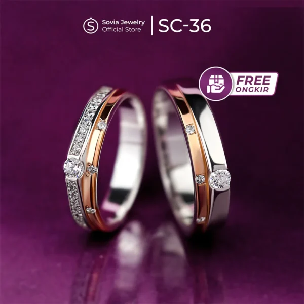 Cincin Couple Kawin Lamaran Nikah Silver Elegan Model SC-36