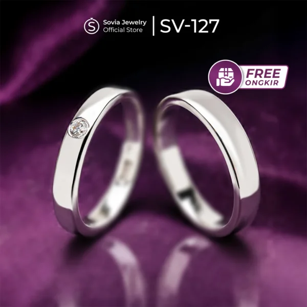 Sovia Jewelry - Cincin Couple Kawin Silver Desain Elegan SV-127