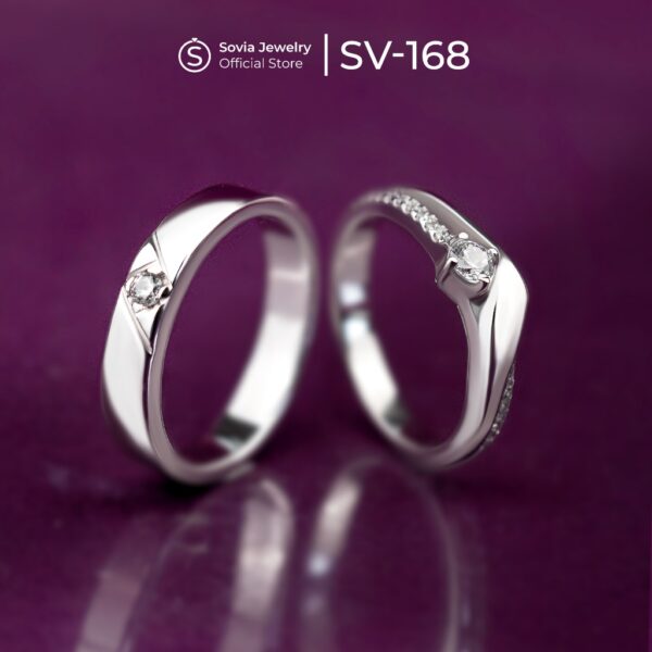 Sovia Jewelry - Cincin Kawin Couple Lamaran Tunangan Platinum 5% & Emas Putih 5% SV-168
