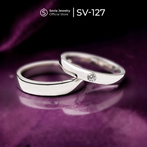 Sovia Jewelry - Cincin Couple Kawin Silver Desain Elegan SV-127