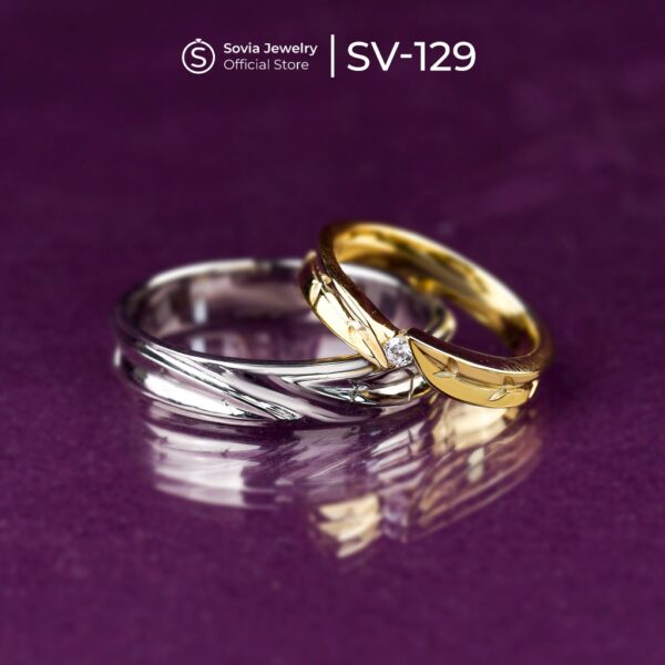 Sovia Jewelry - Cincin Couple Kawin Lamaran Nikah Bahan Perak Rhodium Desain SV-129