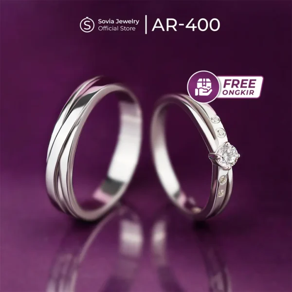 Cincin Couple Kawin Lamaran Nikah Silver Model AR-400