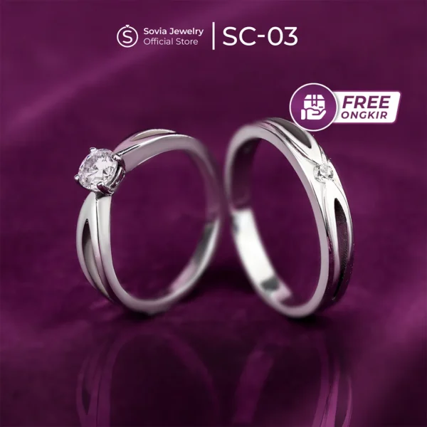 Custom Cincin Couple Kawin Lamaran Nikah Silver Model SC-03