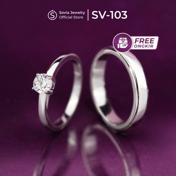 Custom Cincin Couple Kawin Lamaran Nikah Silver Model SV-103