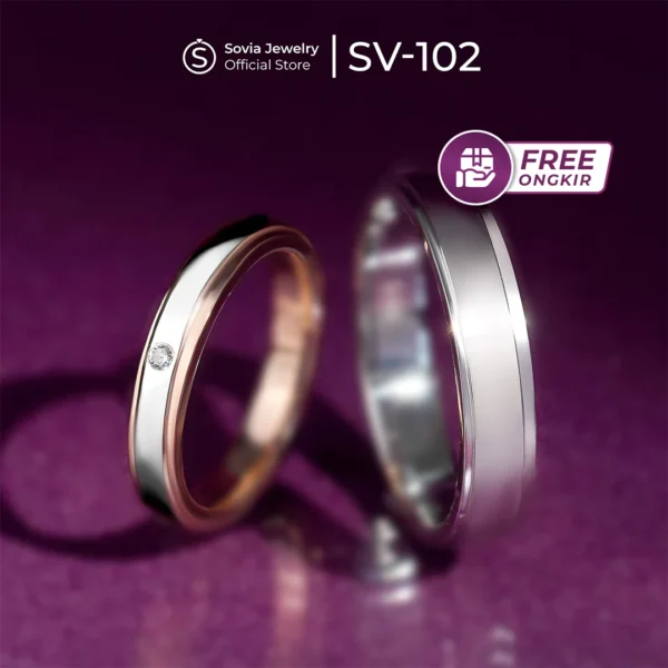 Cincin Couple Kawin Lamaran Nikah Silver Model SV-102