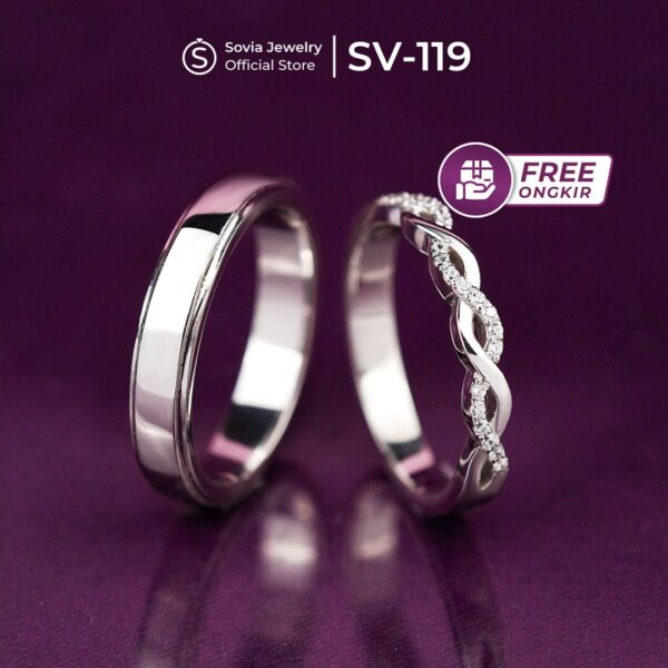 Custom Cincin Couple Kawin Lamaran Nikah Silver Model SV-119