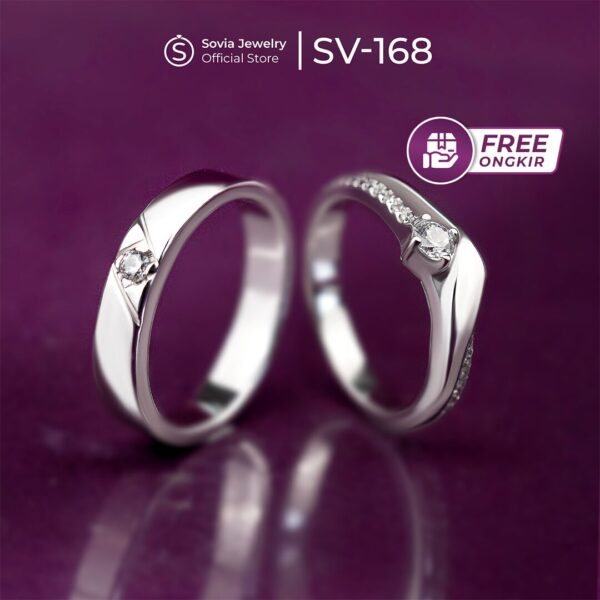 Custom Cincin Kawin Couple Lamaran Tunangan Platinum 5% & Emas Putih 5% SV-168