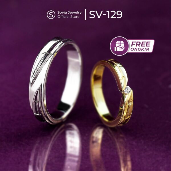Custom Cincin Couple Kawin Lamaran Nikah Bahan Silver Rhodium Desain SV-129